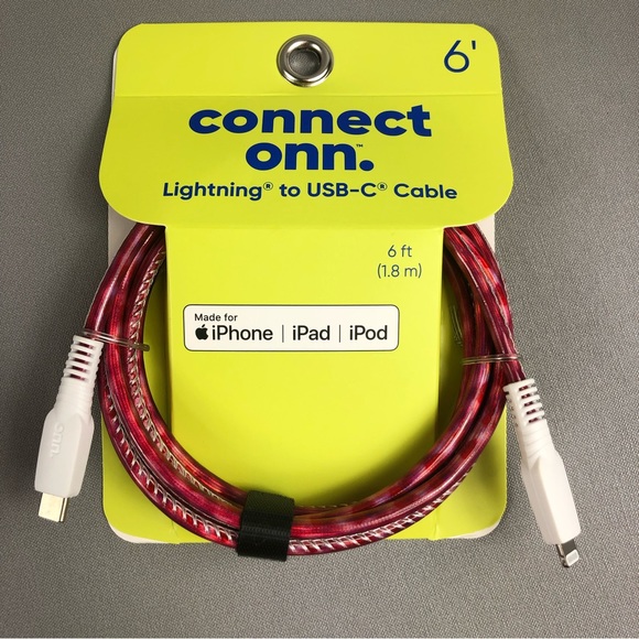 onn. 6’ Fashion Cable USB Lightning Cable with Cable Management 2pck - Picture 3 of 6